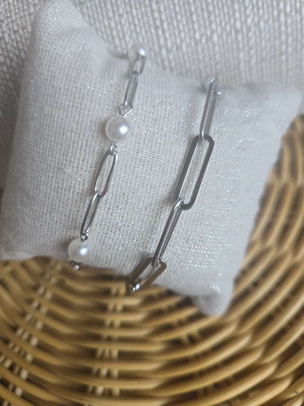 NWOT 18K PVD Set Of 2 Elegant White Gold Paperclip Bracelets